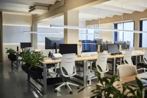 Office workspace prepared for professional disinfection services.